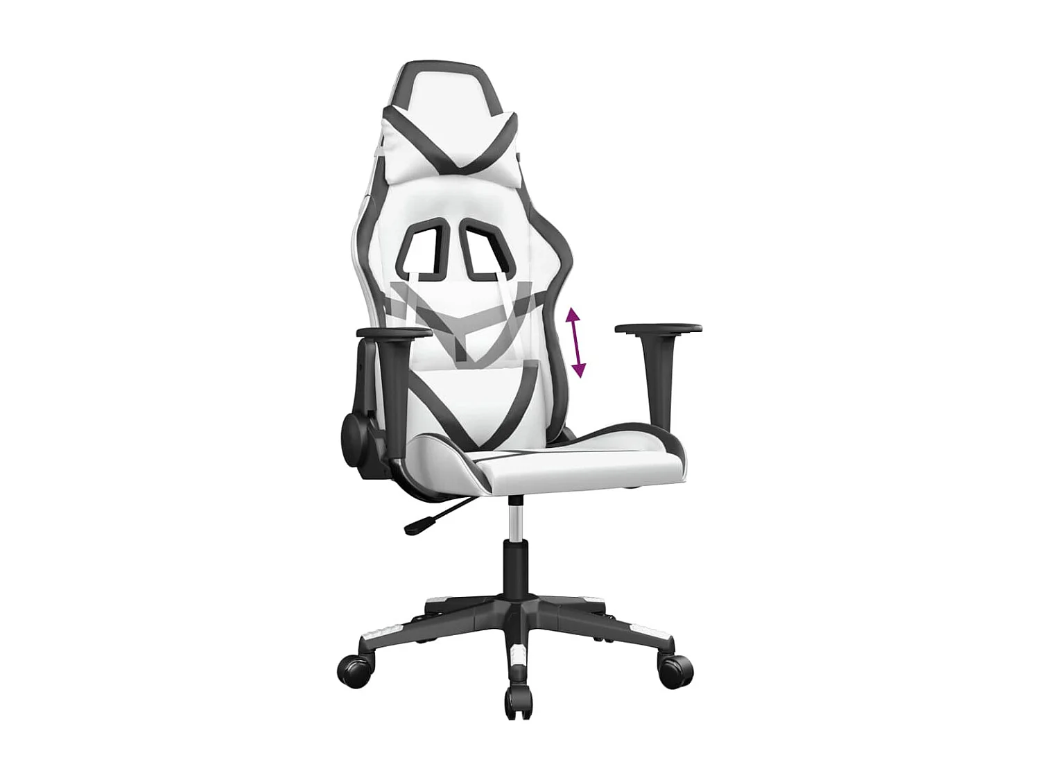 Cadeira gaming couro artificial branco e preto