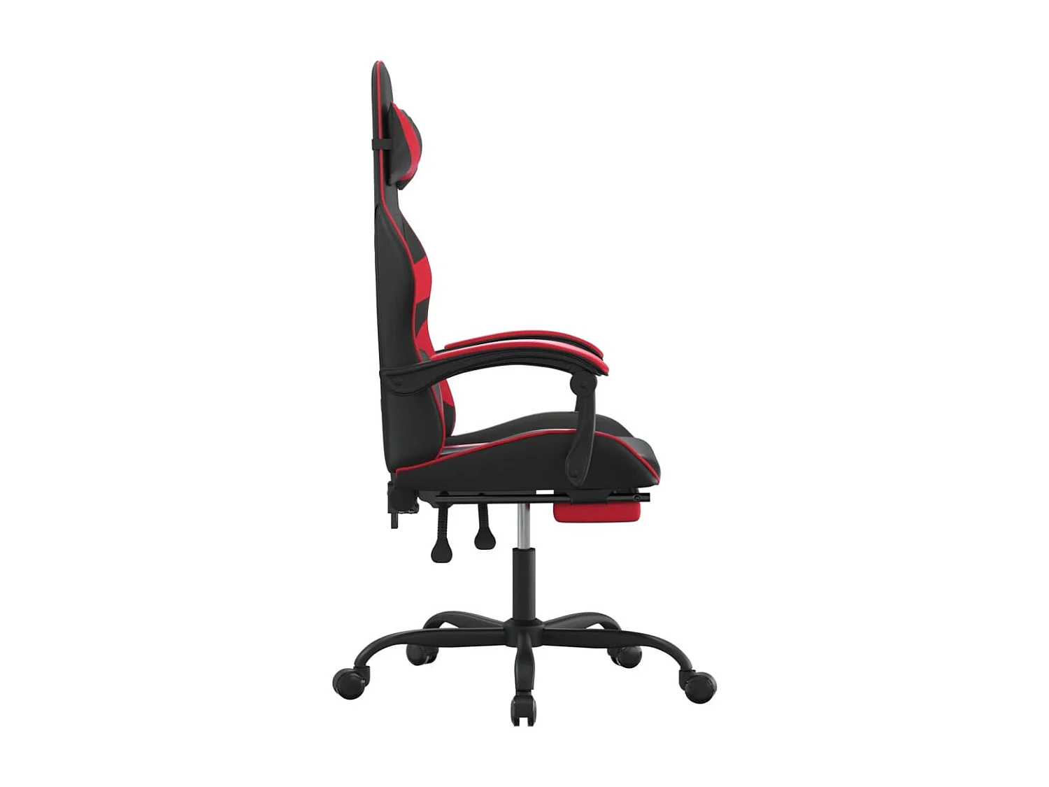 Cadeira gaming giratória c/ apoio couro artific. preto/vermelho