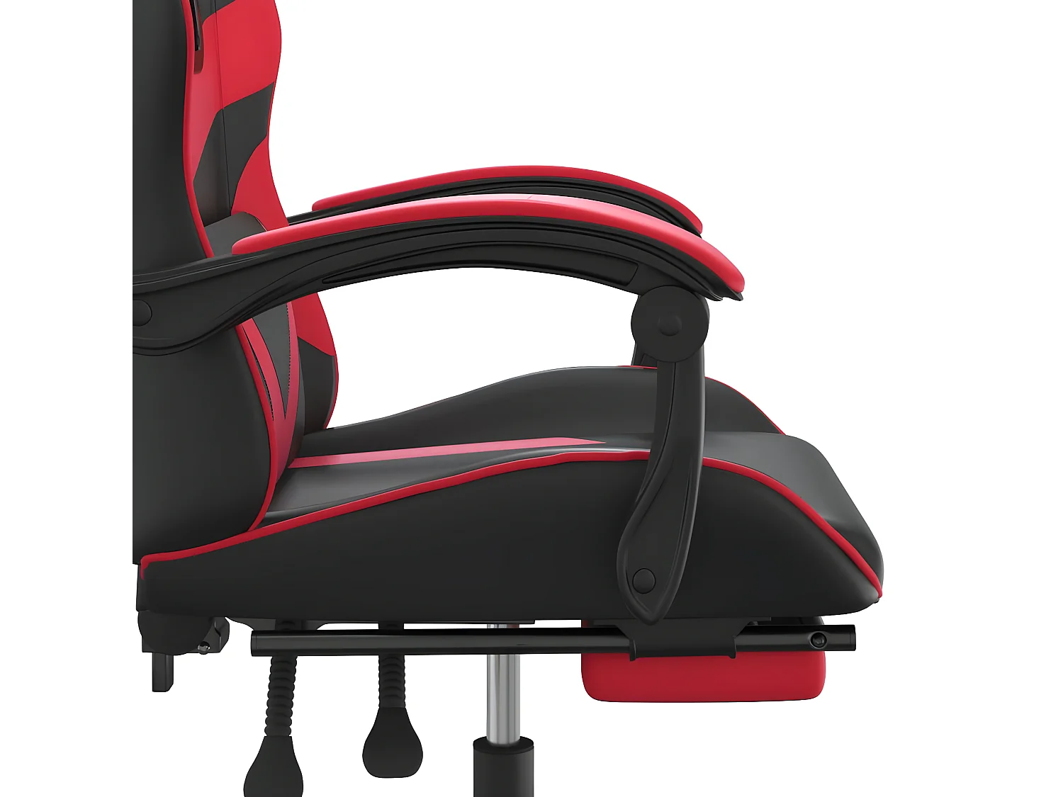 Chaise de jeu pivotante et repose-pied Noir et rouge Similicuir