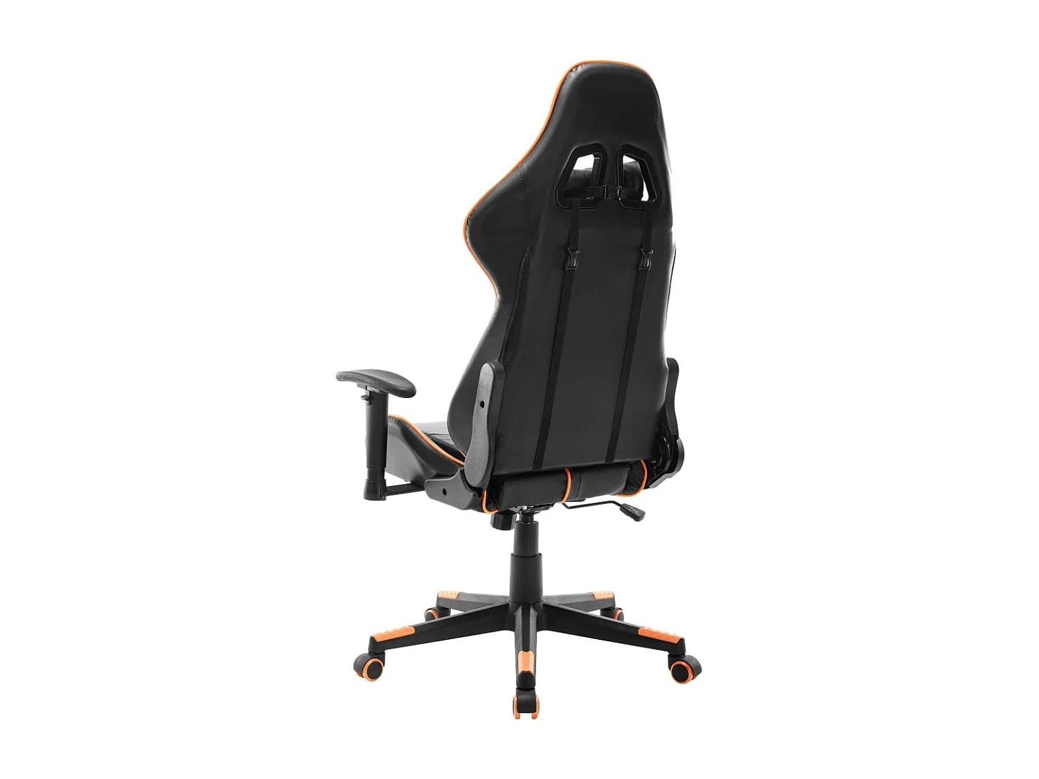 Silla de gaming de cuero sintético negro y naranja