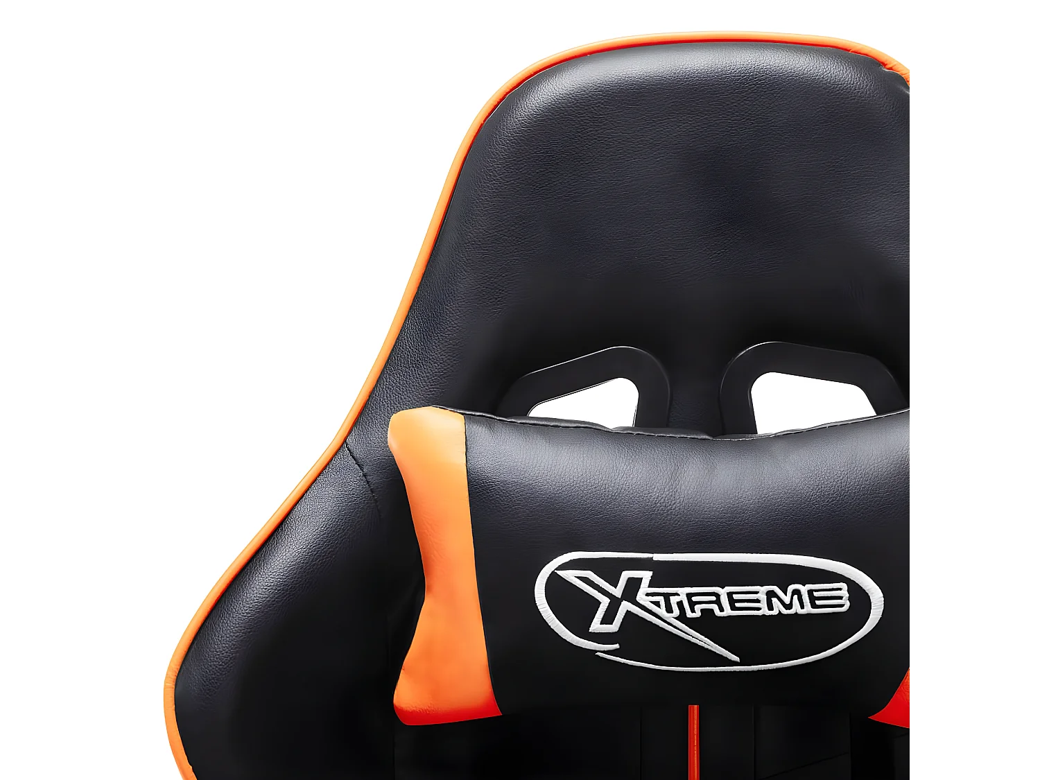 Silla de gaming de cuero sintético negro y naranja