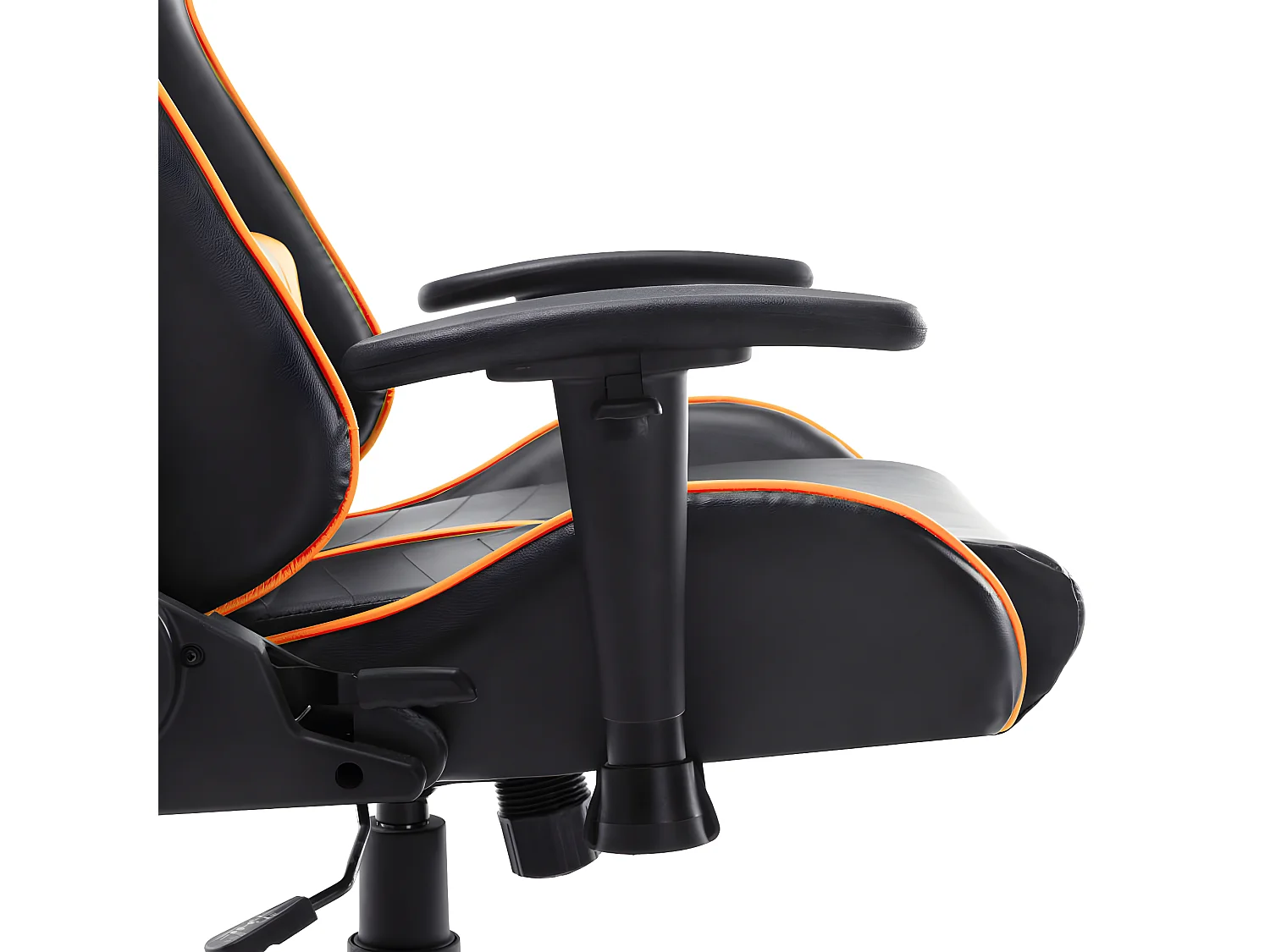 Silla de gaming de cuero sintético negro y naranja