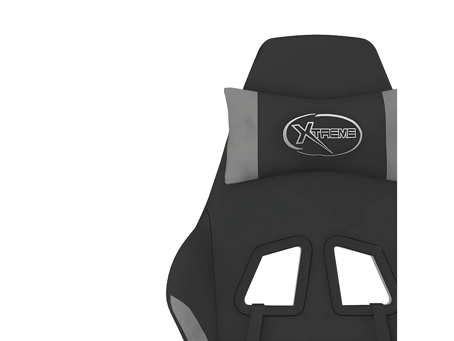 Cadeira de gaming com apoio de pés tecido Cinza e verde-claro