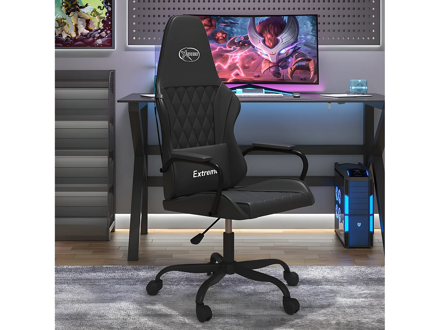 Silla gaming cuero sintético negro