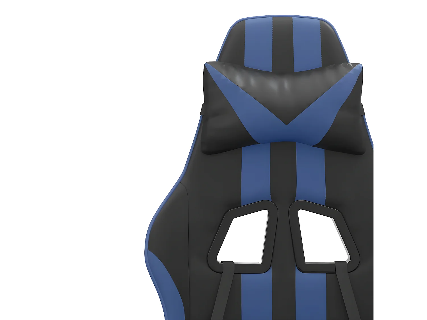 Cadeira gaming giratória c/ apoio pés couro artif. preto/azul