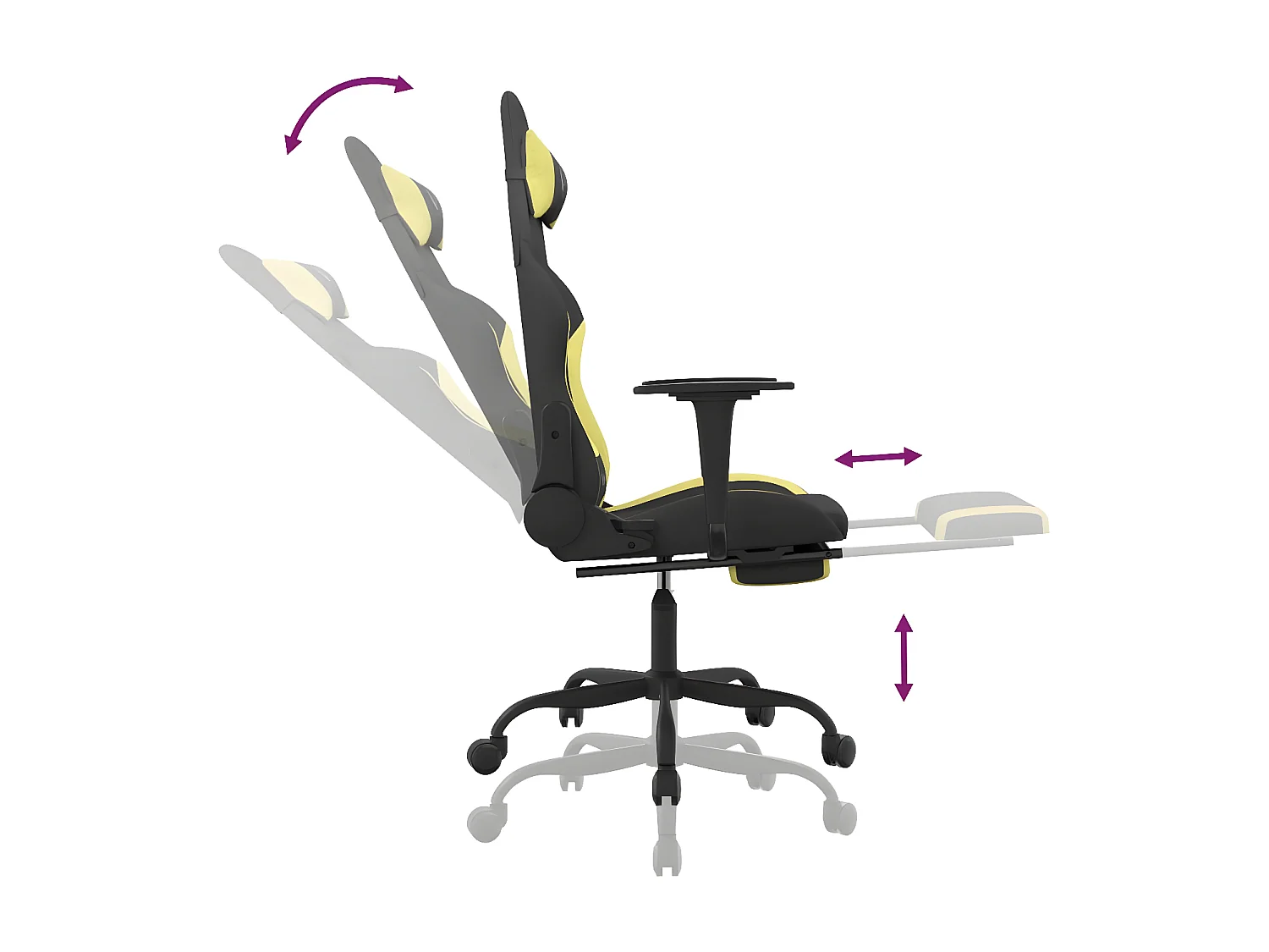 Silla gaming con reposapiés tela verde claro y negro