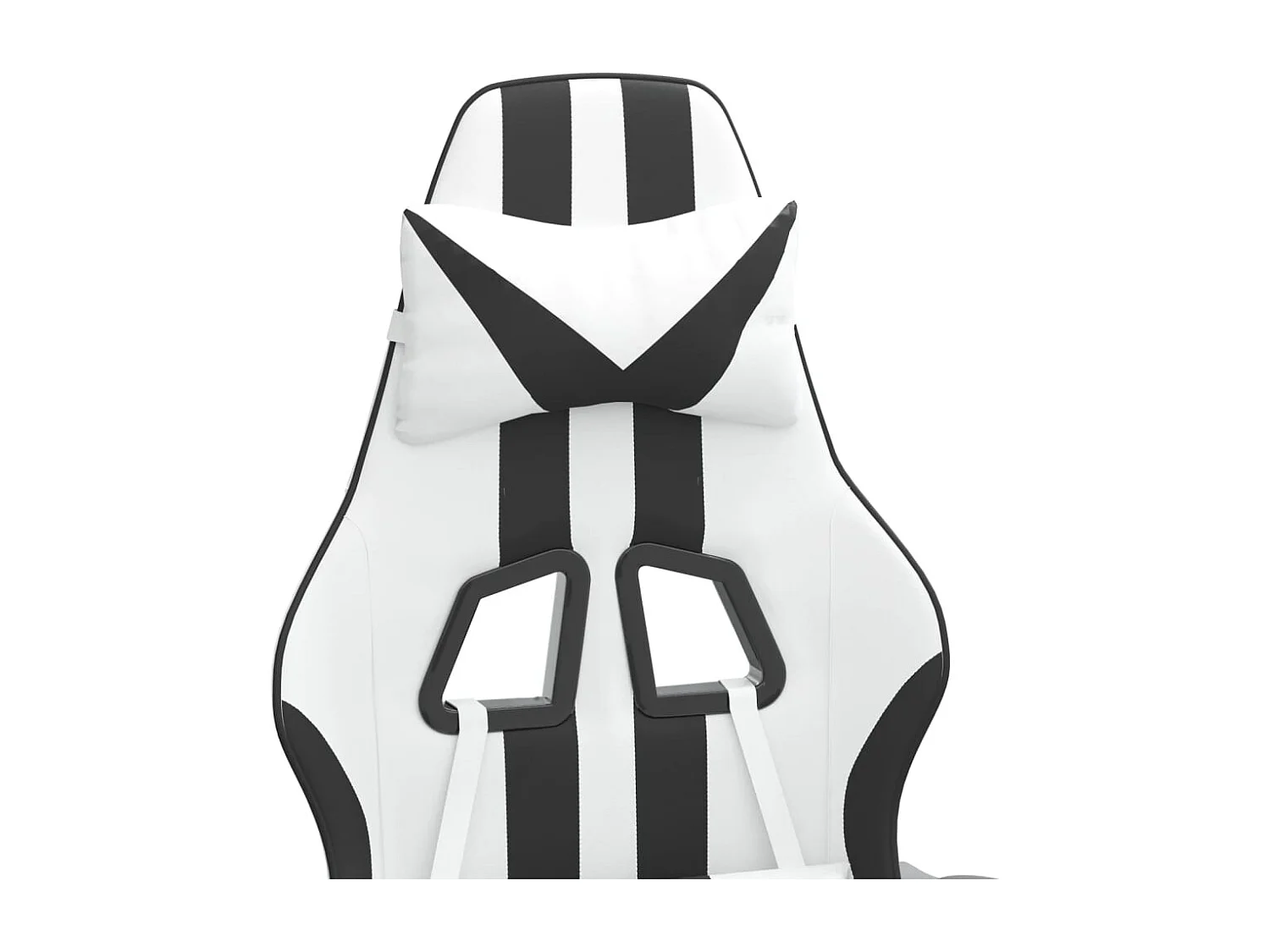 Cadeira gaming c/ apoio p/ pés couro artificial preto e branco