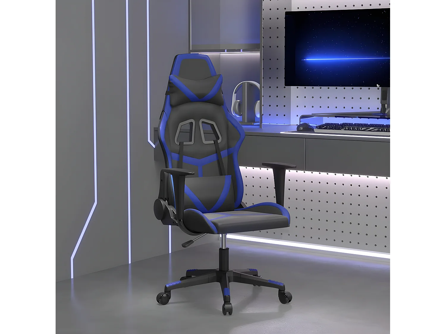 Chaise de jeu de massage Noir et bleu Similicuir