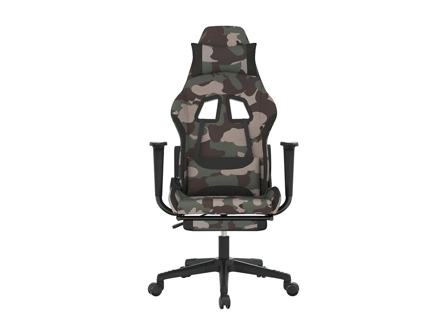Silla gaming de masaje con reposapiés tela negro y camuflaje