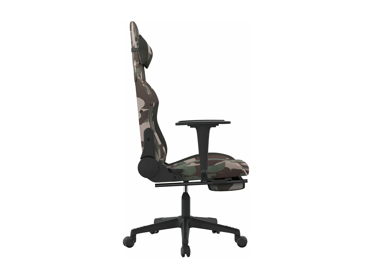 Silla gaming de masaje con reposapiés tela negro y camuflaje