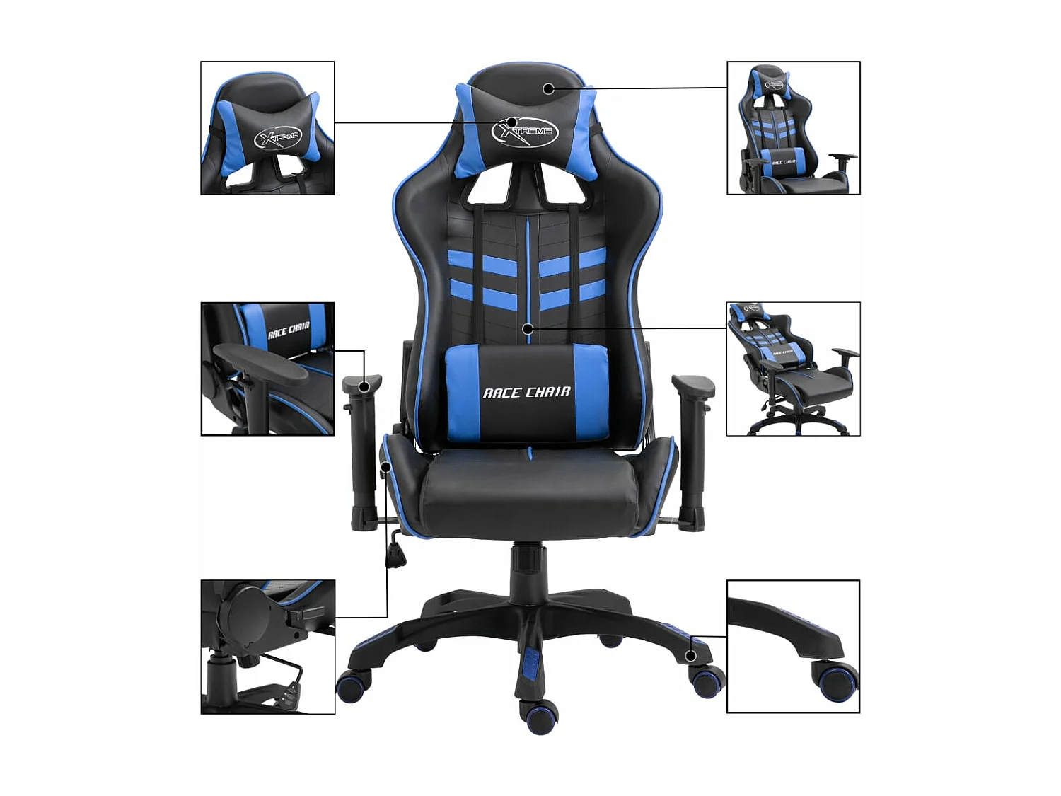Cadeira de gaming couro artificial azul