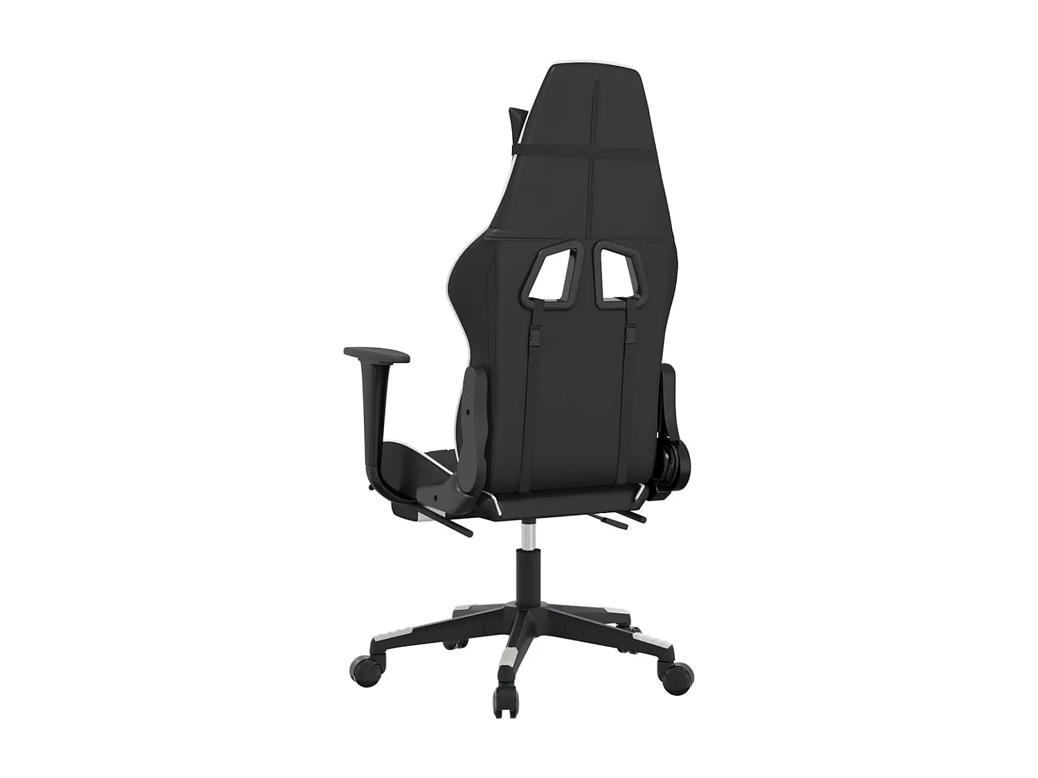 Silla gaming con reposapiés cuero sintético negro blanco