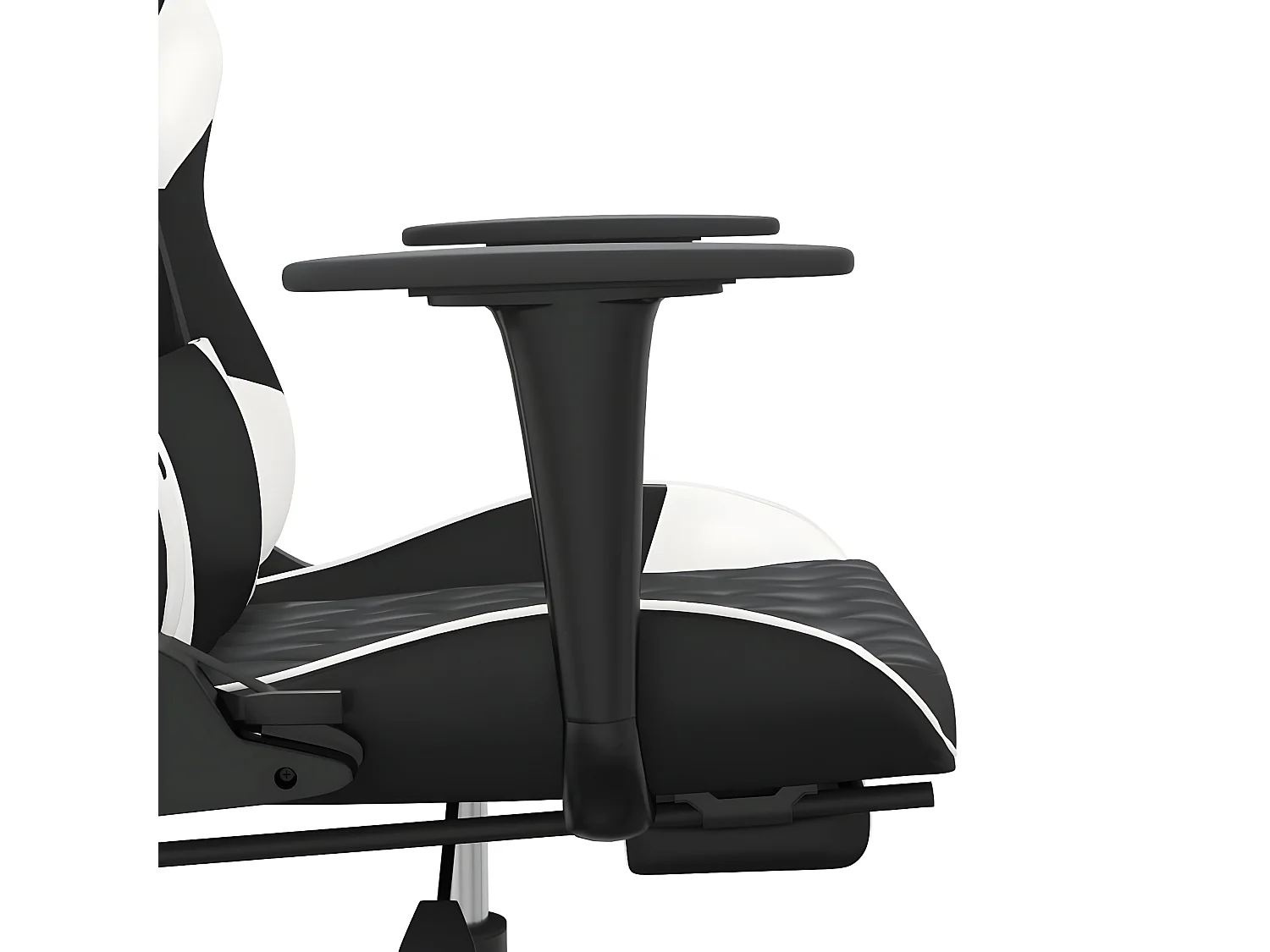 Silla gaming con reposapiés cuero sintético negro blanco