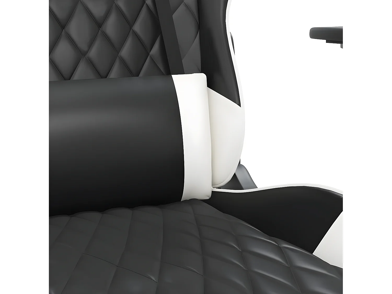 Cadeira gaming massagens c/ apoio pés couro artif. preto/branco