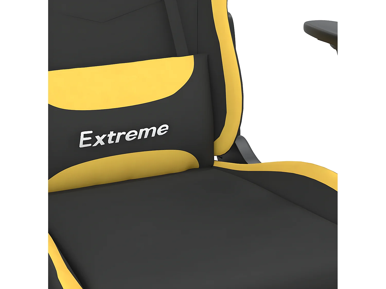 Cadeira de gaming com apoio para os pés tecido preto e amarelo