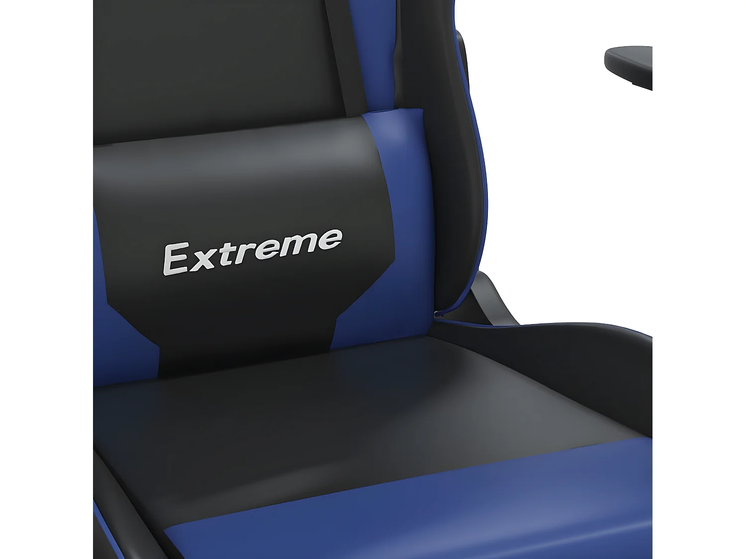 Cadeira gaming c/ apoio para pés couro artificial preto e azul