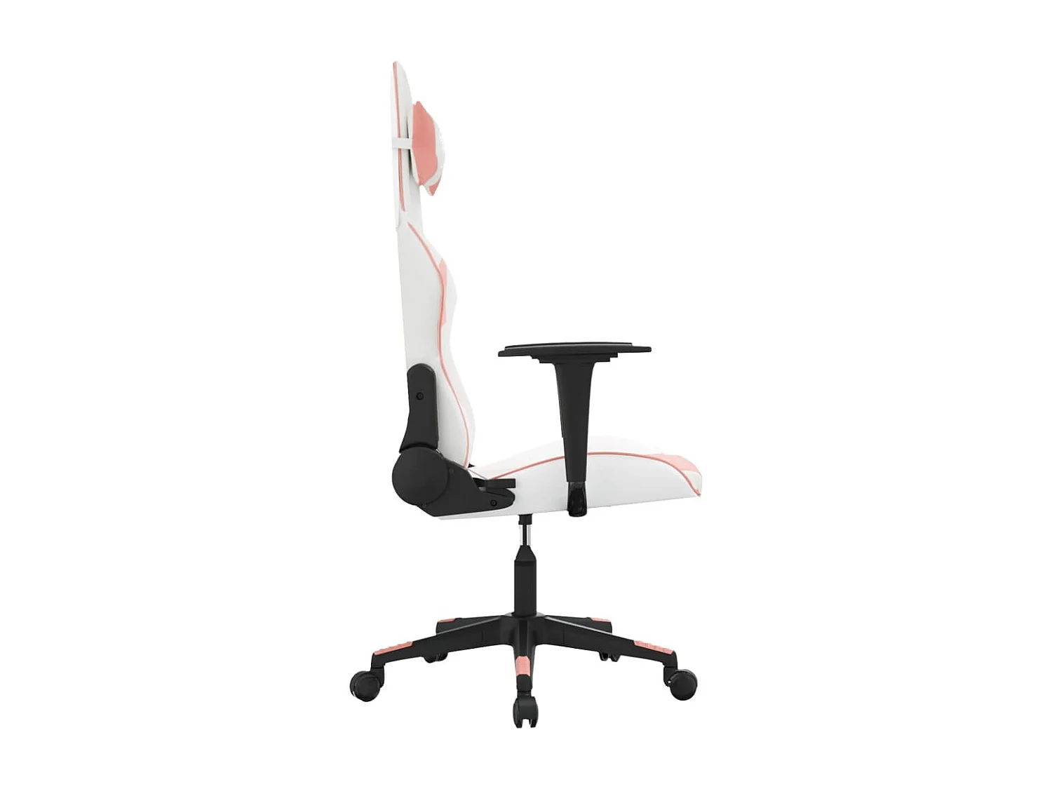 Cadeira gaming massagens couro artificial branco e rosa
