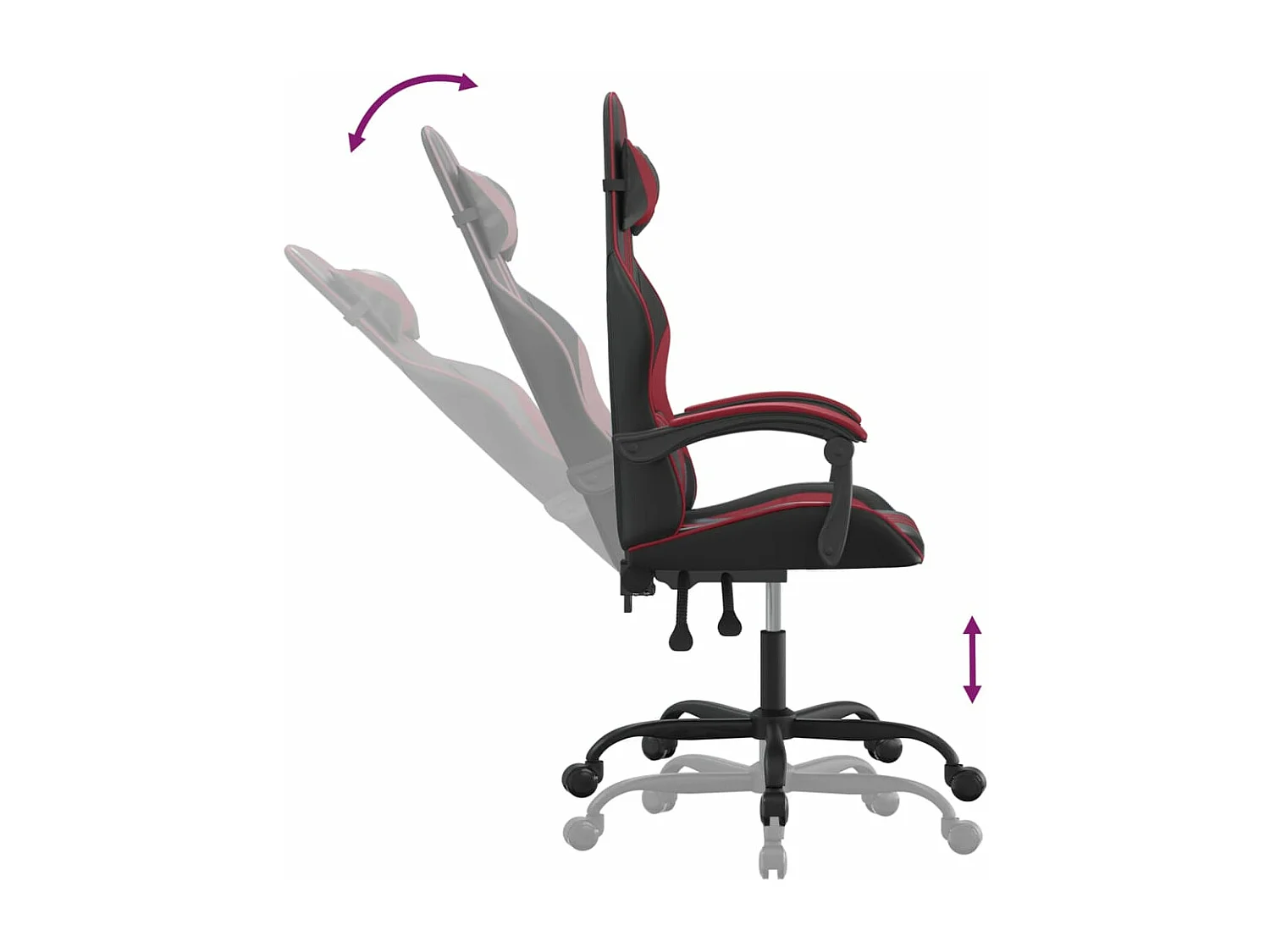 Chaise de jeu Noir et rouge bordeaux Similicuir