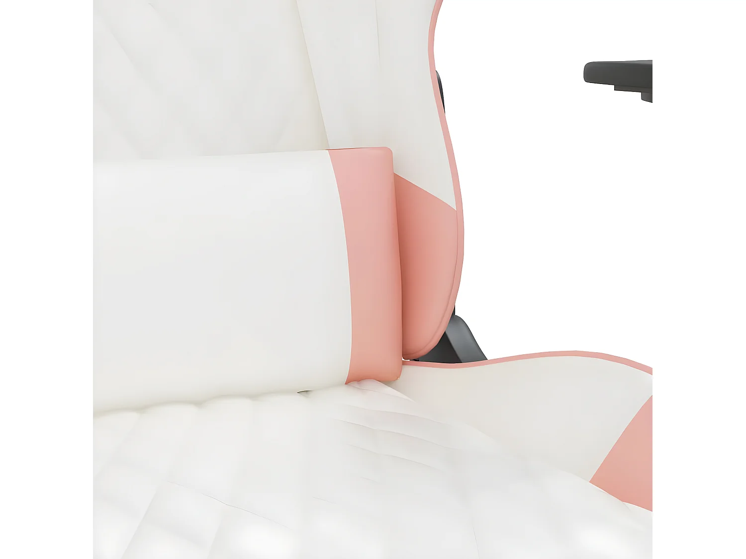 Silla gaming masaje y reposapiés cuero sintético blanco y rosa