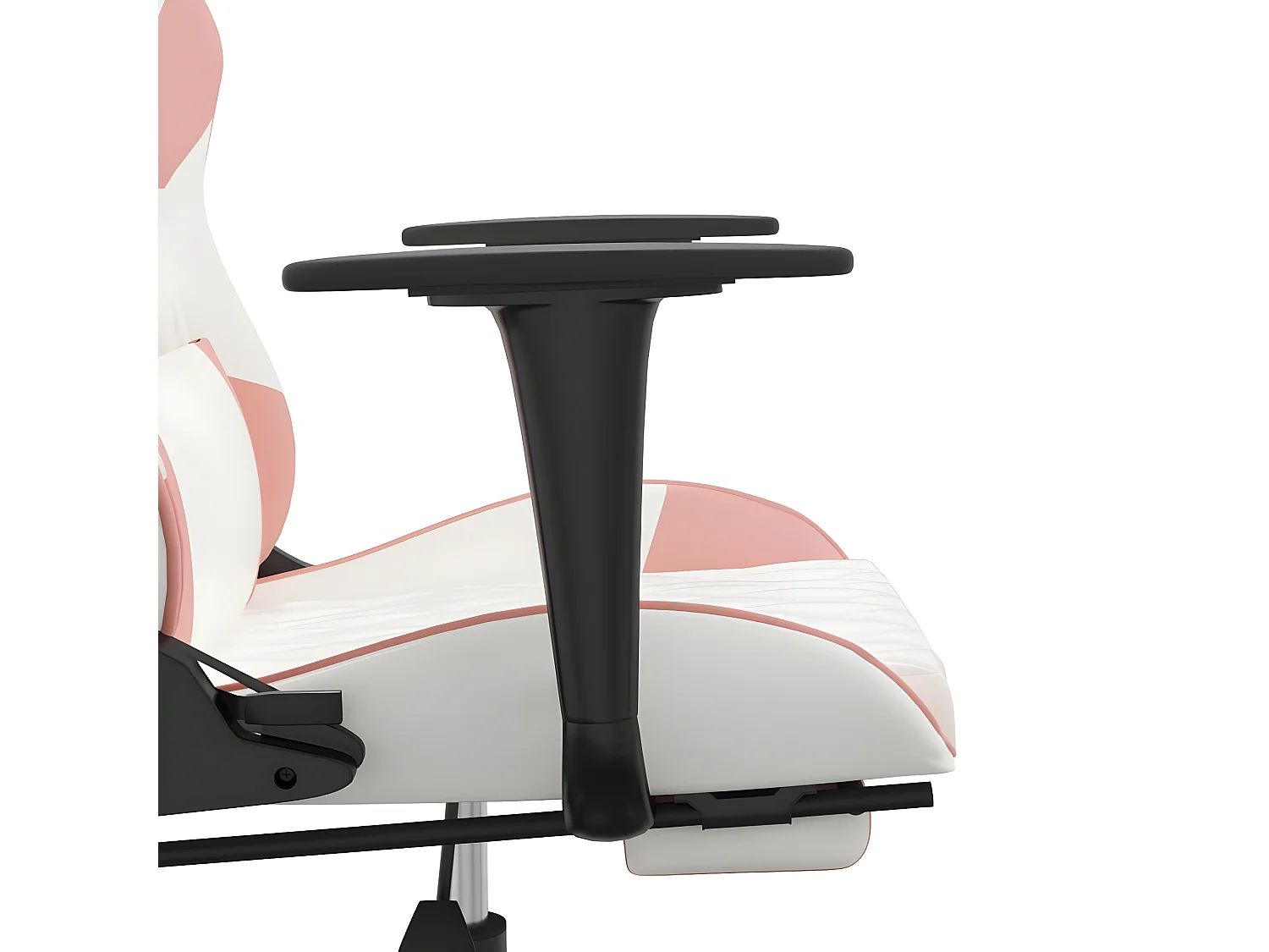 Silla gaming masaje y reposapiés cuero sintético blanco y rosa