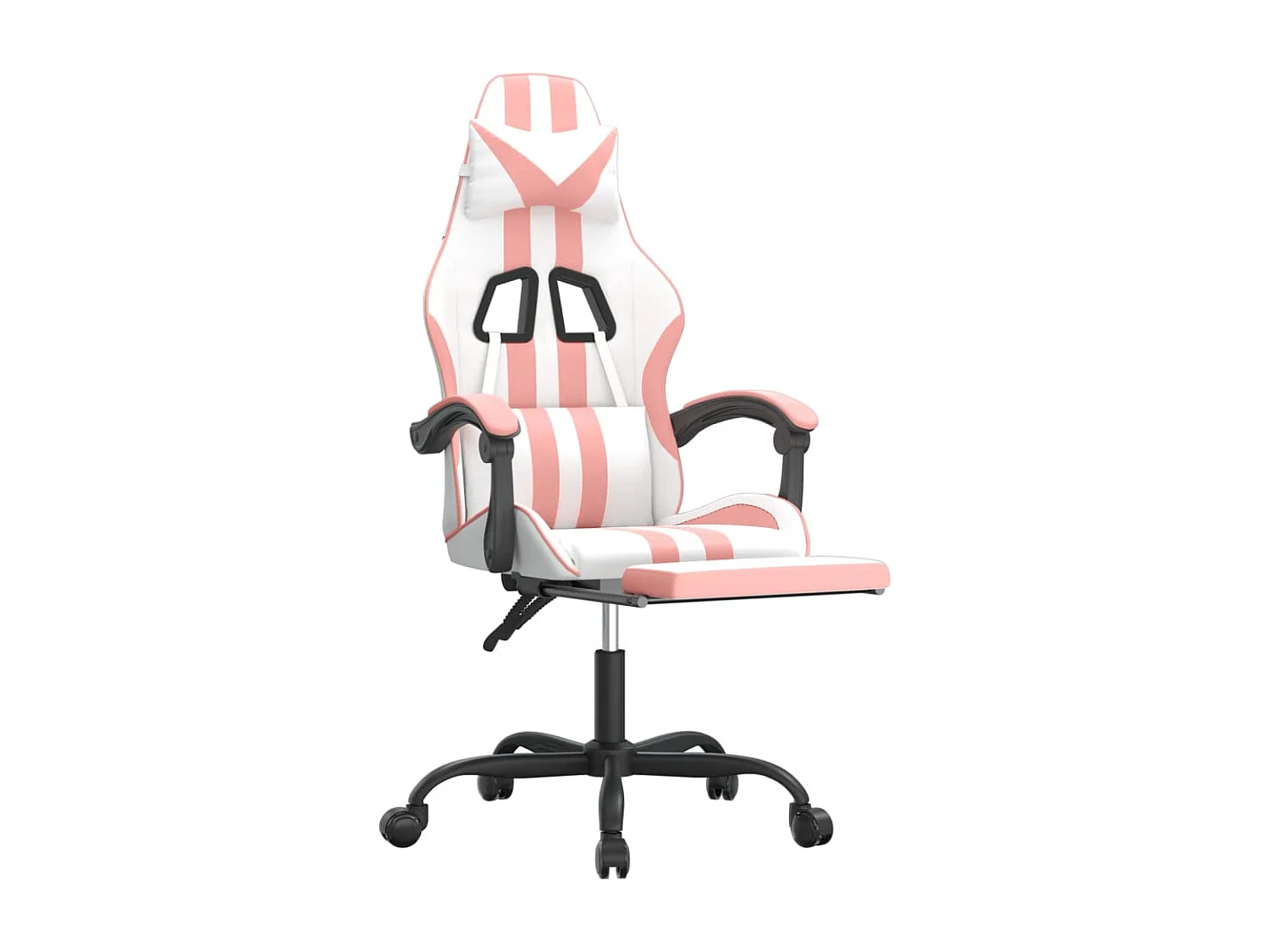 Chaise de jeu pivotante et repose-pied Blanc et rose Similicuir