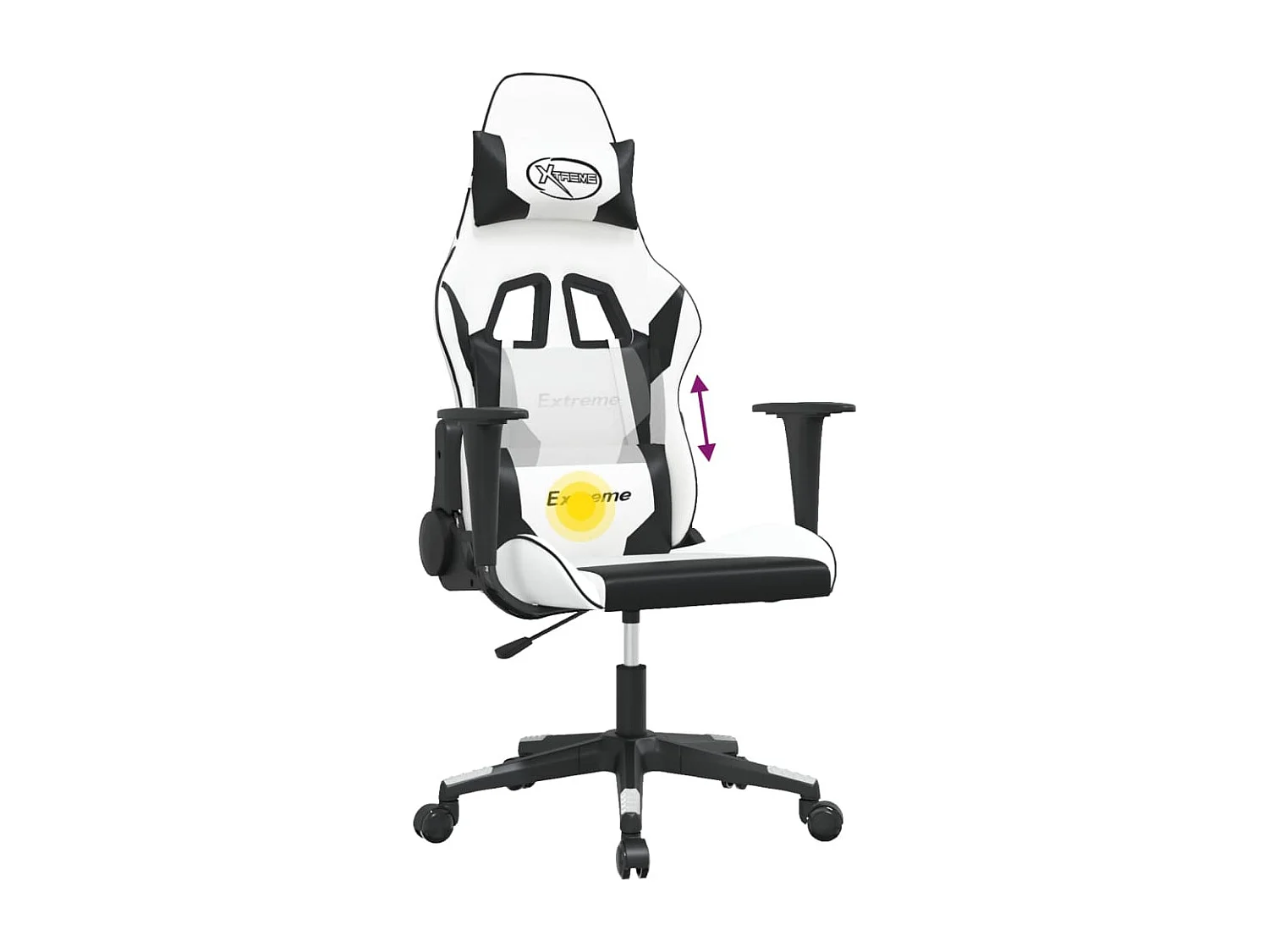 Massage gamestoel kunstleer wit en zwart