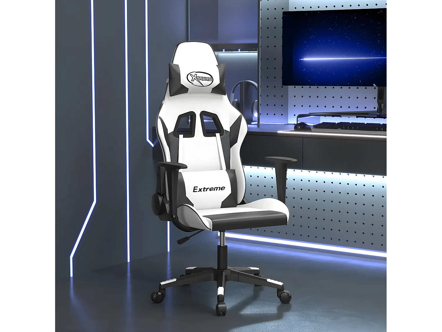 Chaise de jeu de massage Blanc et noir Similicuir