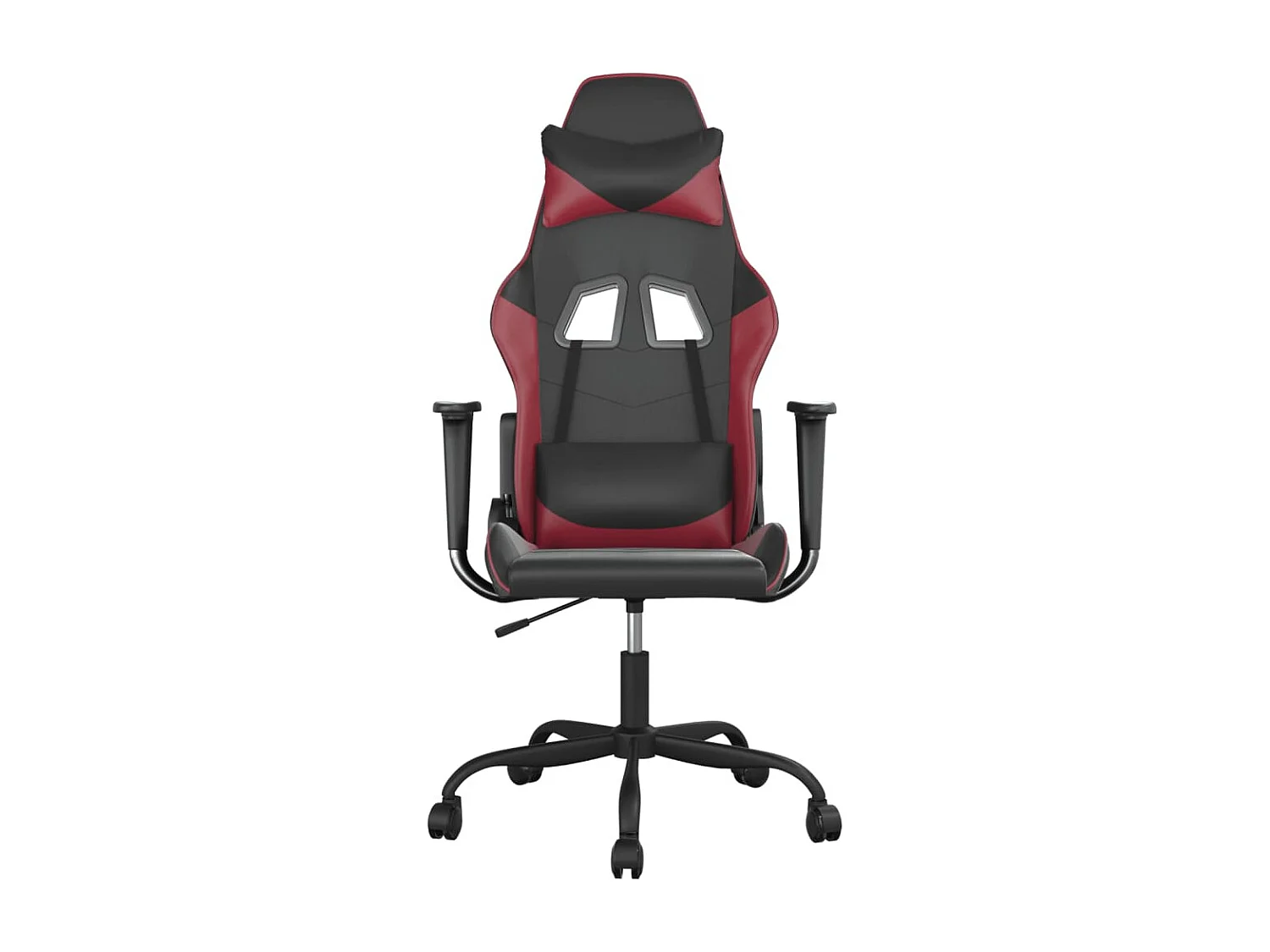 Cadeira gaming massagens couro artificial preto/vermelho tinto