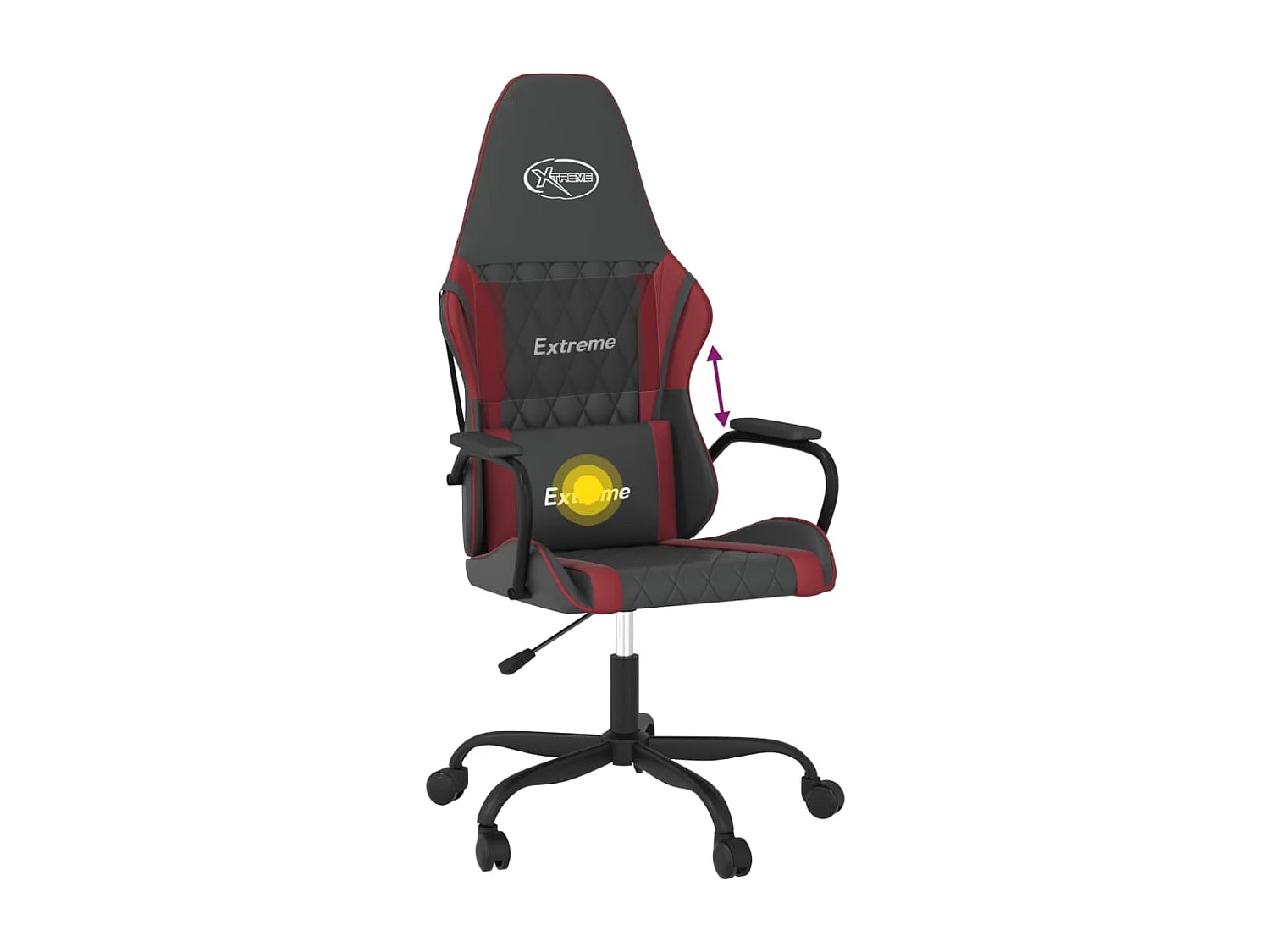 Silla gaming de masaje cuero sintético negro y rojo vino tinto