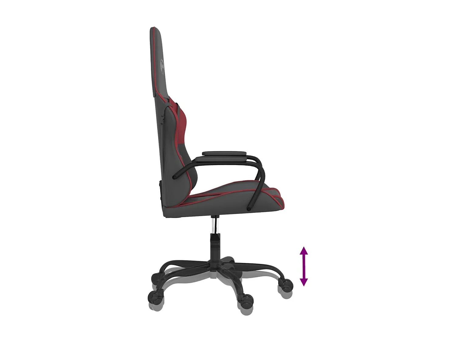 Silla gaming cuero sintético negro y rojo vino tinto