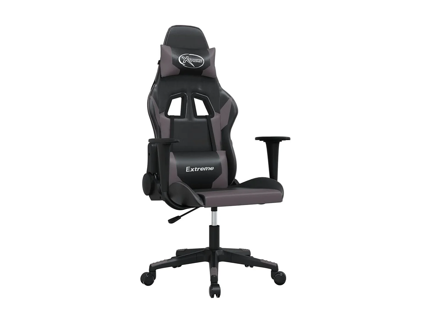 Cadeira gaming massagens couro artificial preto e cinzento