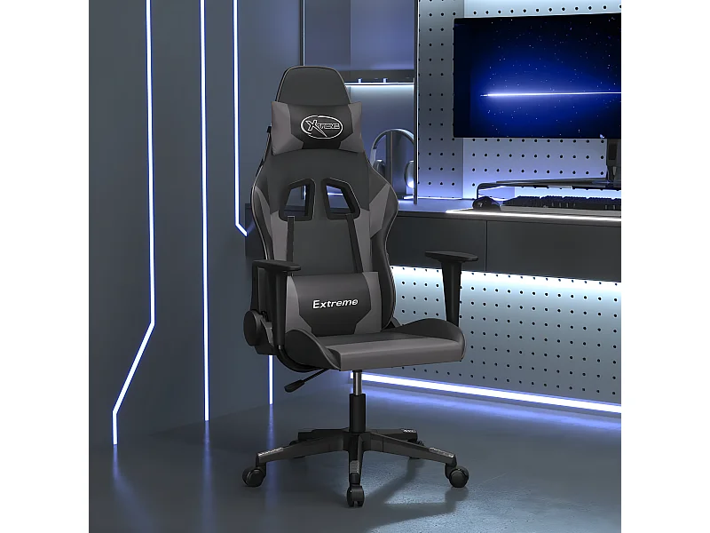 Massage gamestoel kunstleer zwart en grijs