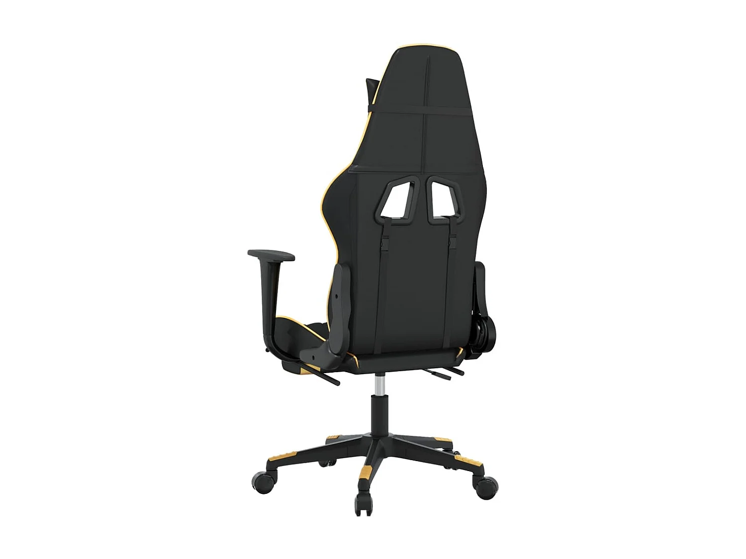 Silla gaming con reposapiés cuero sintético negro dorado