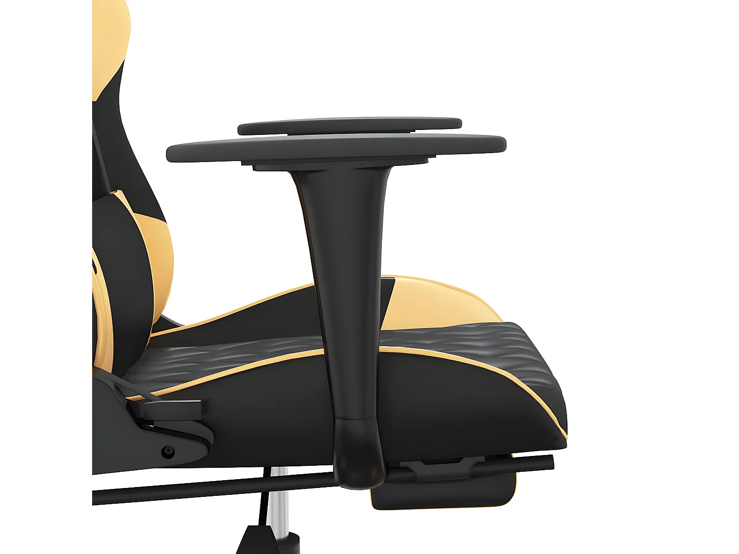 Silla gaming con reposapiés cuero sintético negro dorado