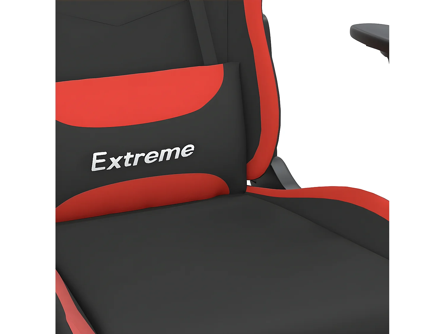 Cadeira de gaming com apoio de pés tecido preto e vermelho