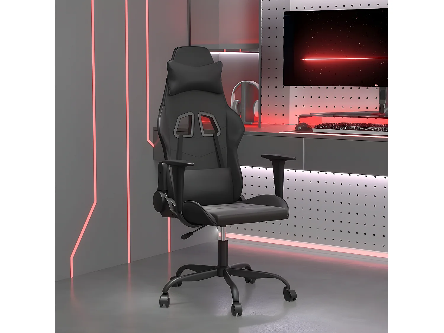piezas Silla gaming cuero sintético negro