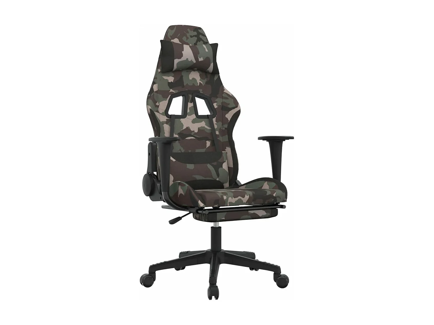 Silla gaming con reposapiés tela negro y camuflaje