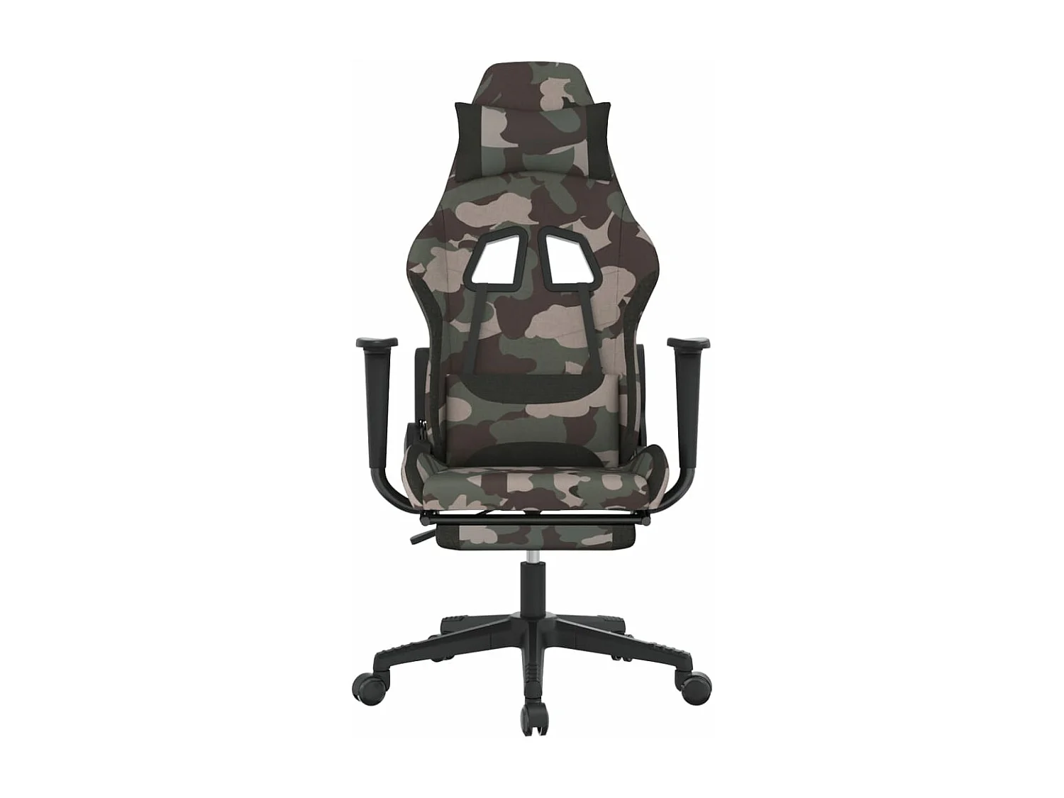 Silla gaming con reposapiés tela negro y camuflaje