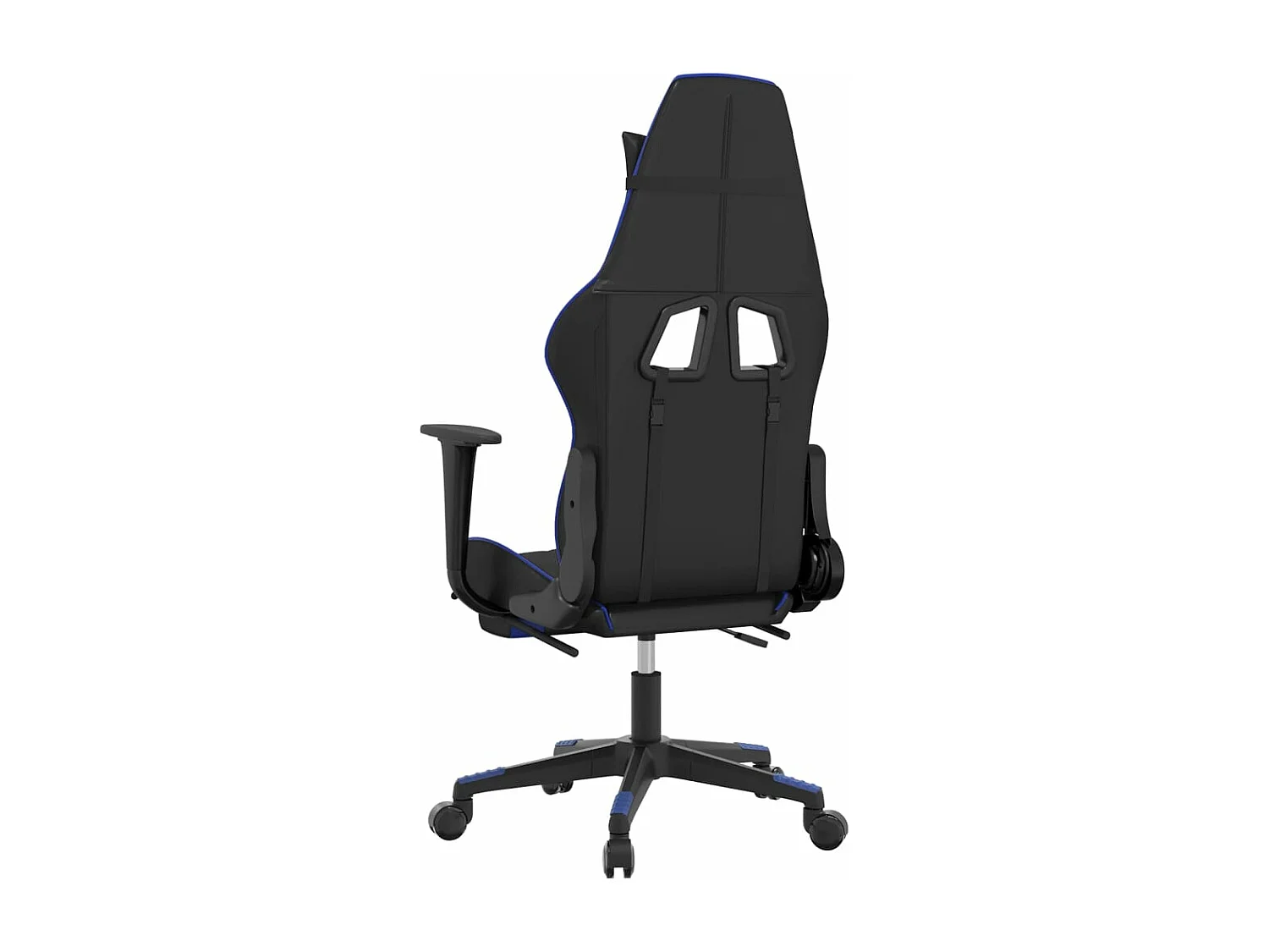 Silla gaming con reposapiés cuero sintético negro azul
