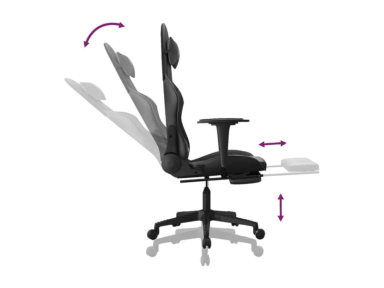 Chaise de jeu avec repose-pied Noir Similicuir