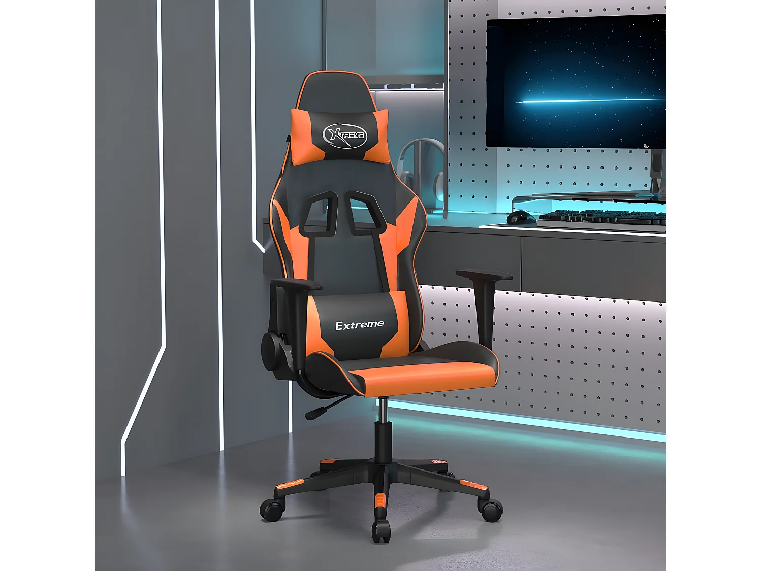 Chaise de jeu Noir et orange Similicuir