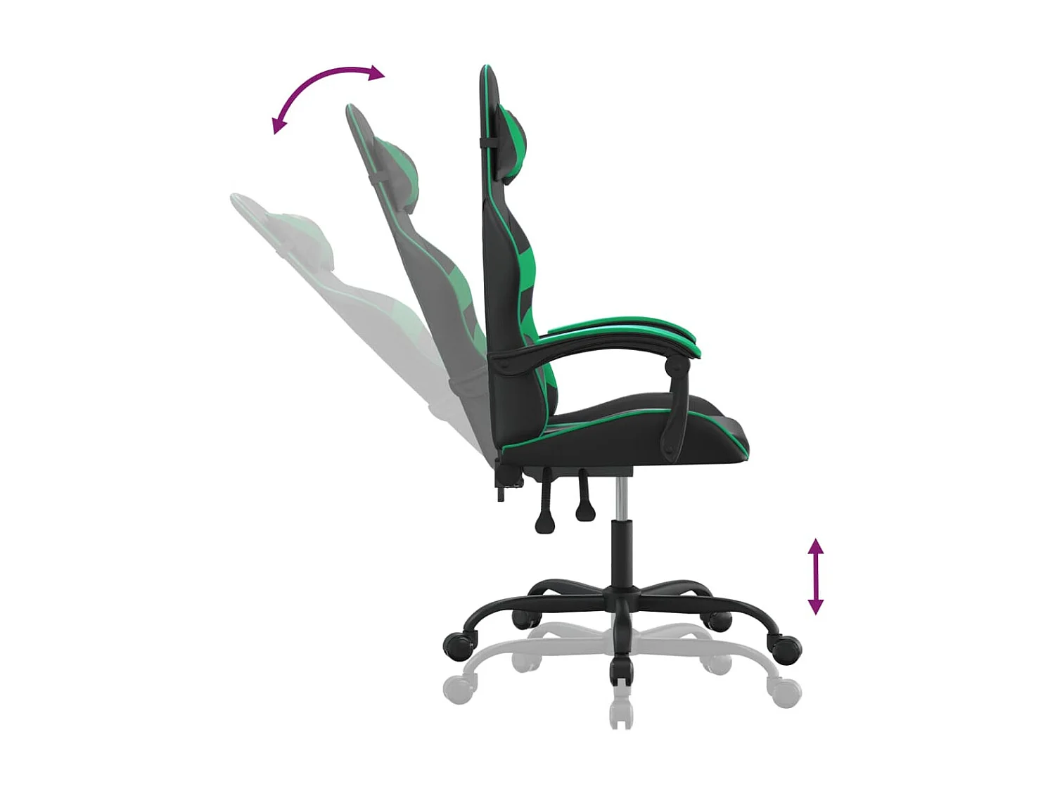 Cadeira gaming couro artificial preto e verde