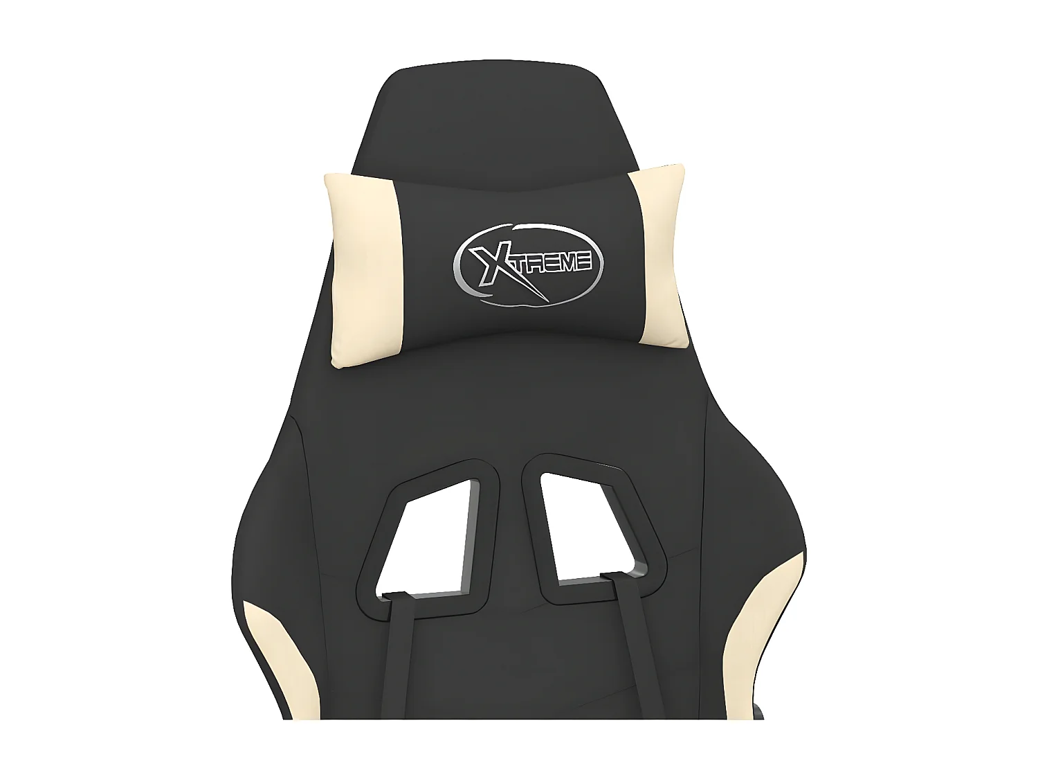 Chaise de jeu de massage avec repose-pied Noir et crème Tissu