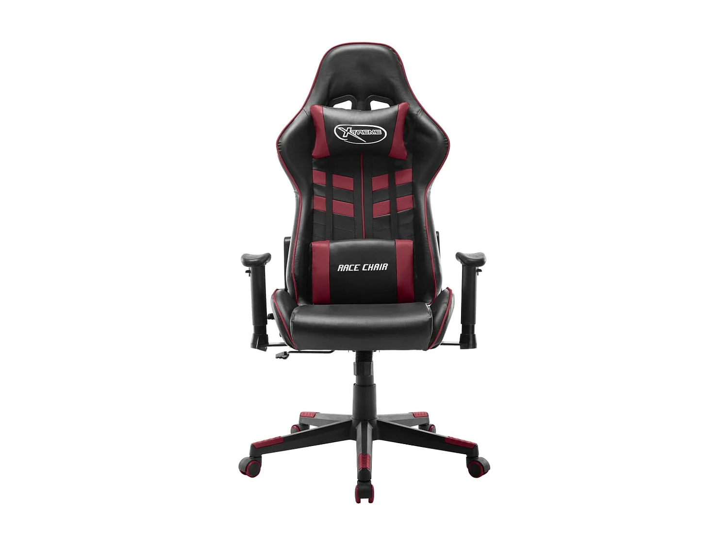 Silla de gaming de cuero sintético negro y rojo tinto