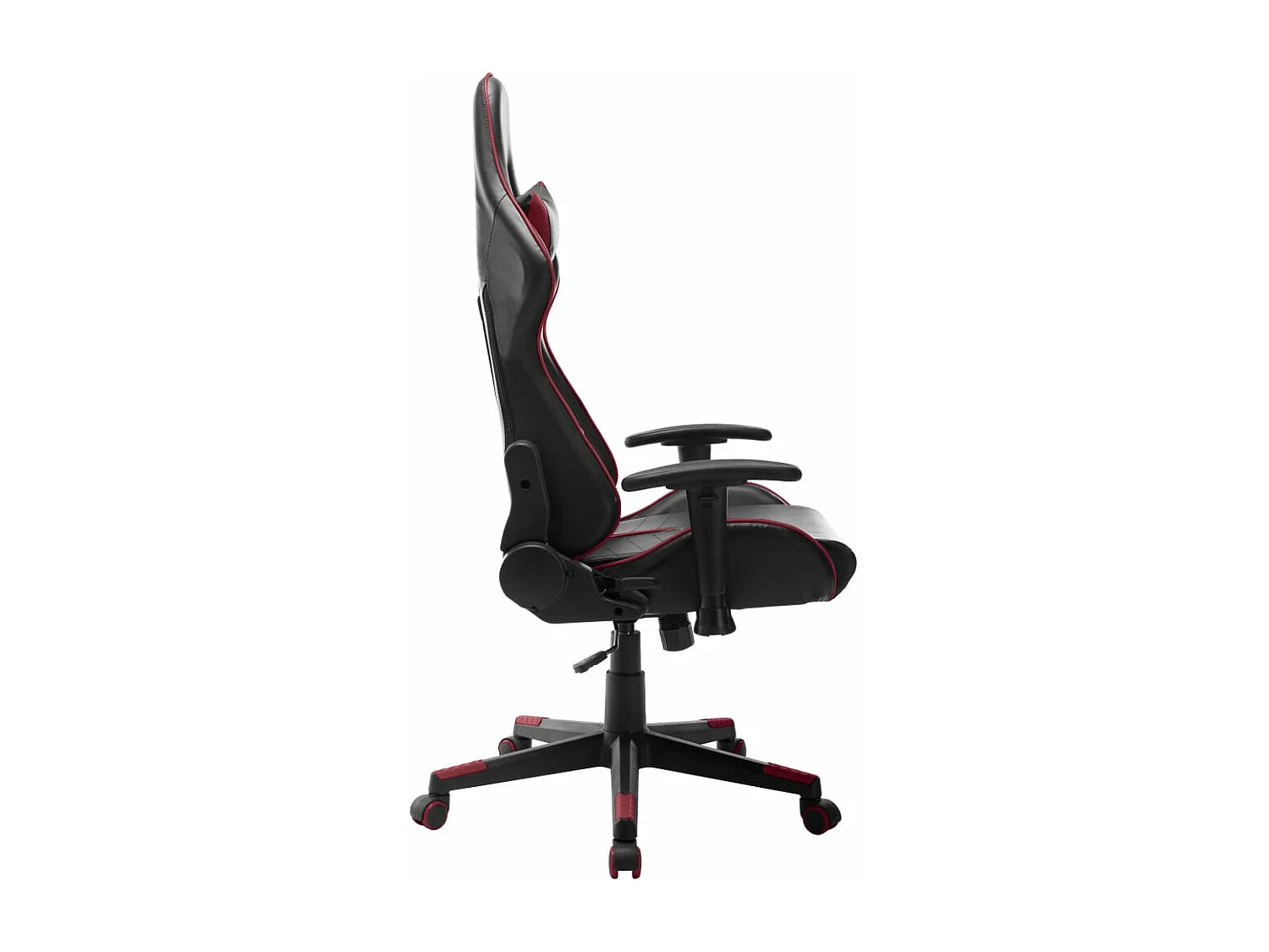 Silla de gaming de cuero sintético negro y rojo tinto