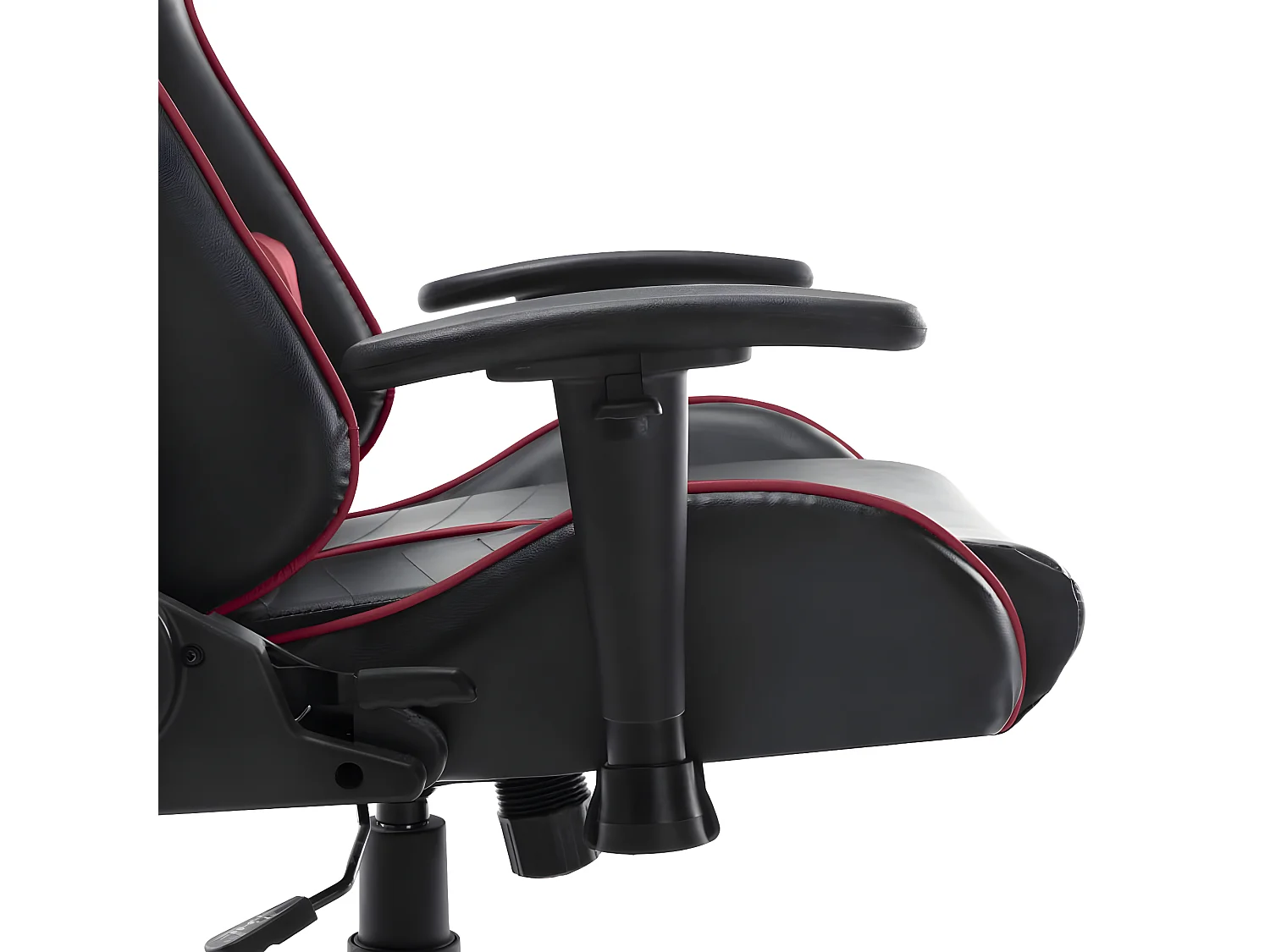 Silla de gaming de cuero sintético negro y rojo tinto