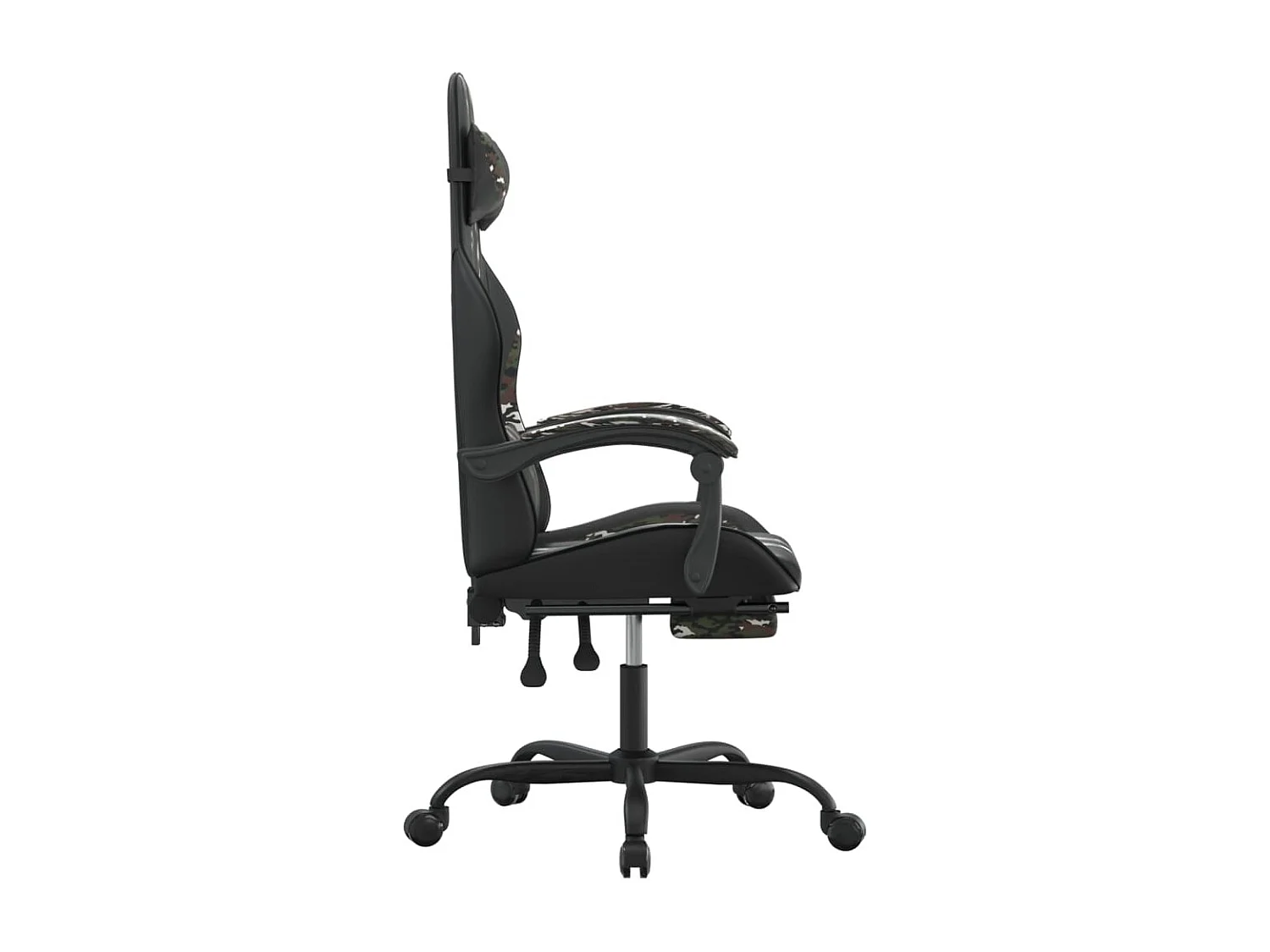 Silla gaming con reposapiés cuero sintético negro camuflaje