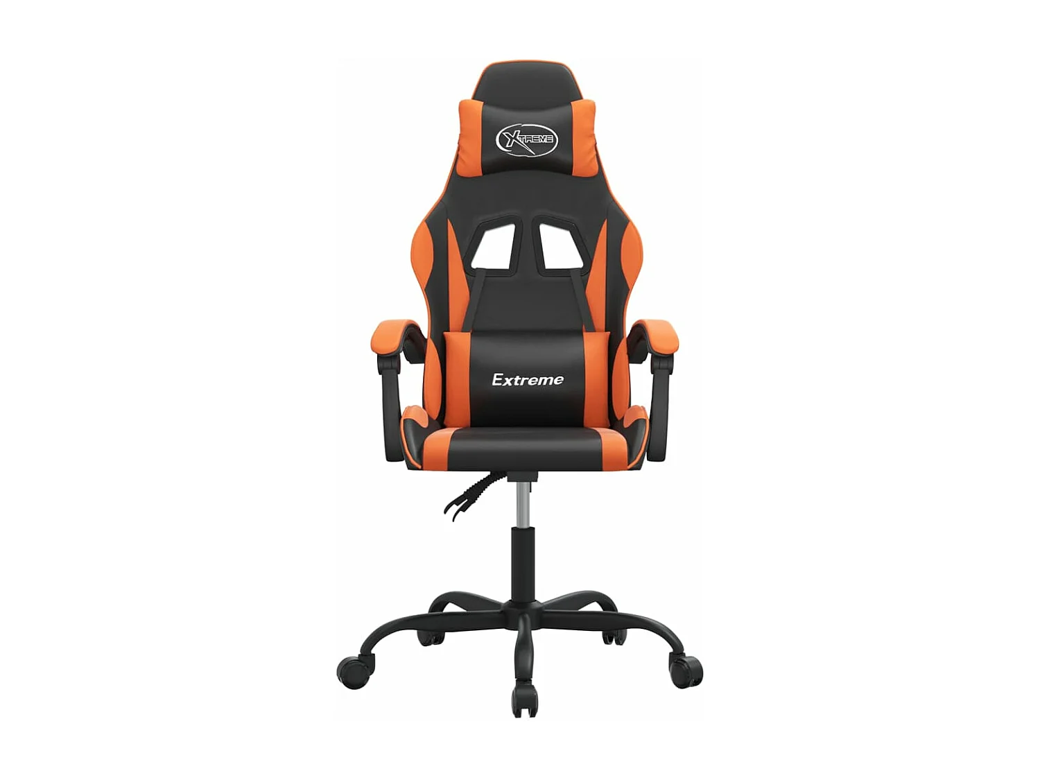 Chaise de jeu pivotante Noir et orange Similicuir