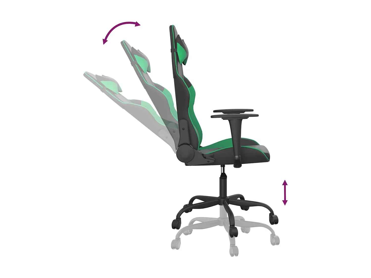 piezas Silla gaming cuero sintético negro y verde