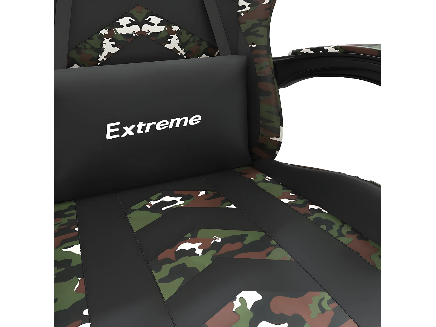 Cadeira gaming giratória + apoio pés couro art. preto/camuflado